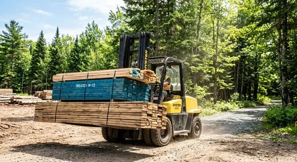 Delivery truck loaded with building materials